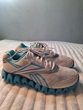 Reebok Zig Zag Tech Running Sneaker Shoes Womens 8.5 White Turquoise Silver