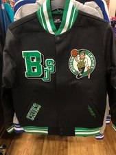 BOSTON CELTICS   VARSITY JACKET MENS  PRO STANDARD  BLACK/GREEN