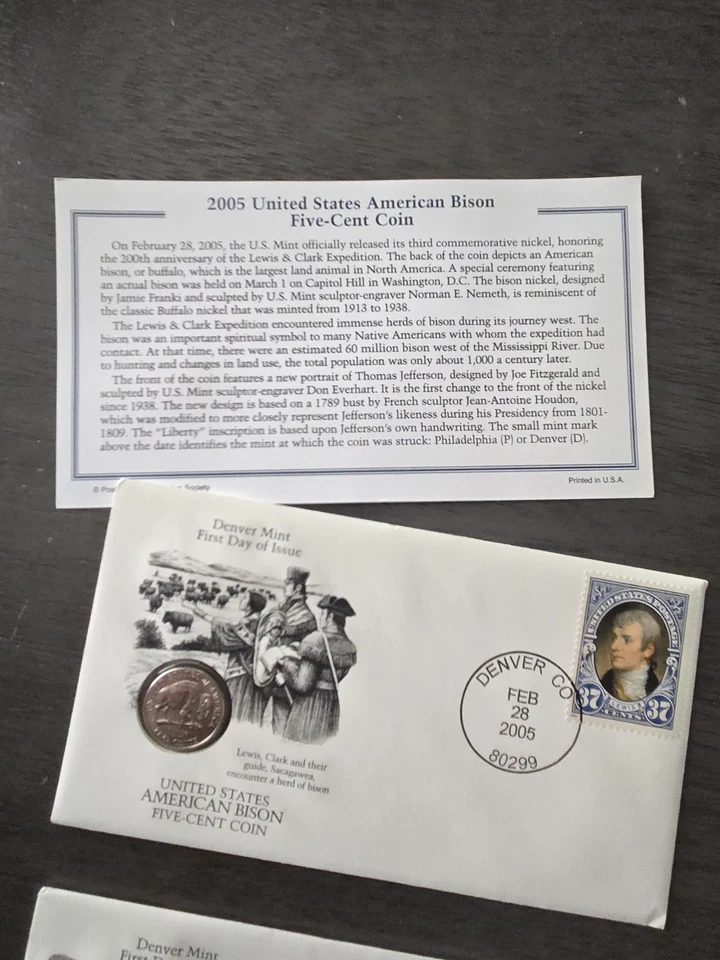 2005 Lewis & Clark Commemorative Nickel Set First Day Covers Denver Mint COA - Image 3 of 4