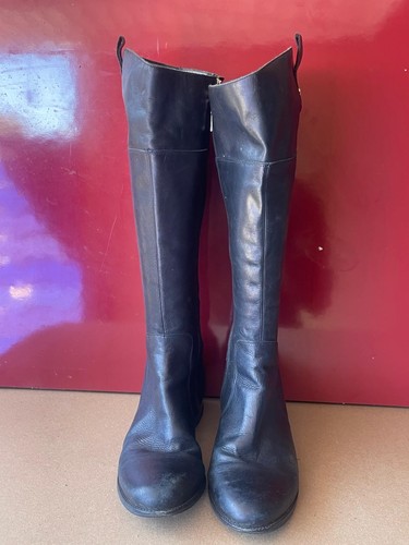 Dune Women's Black Leather Side Zip Knee High Boot Size 40 A19 - Picture 3 of 11