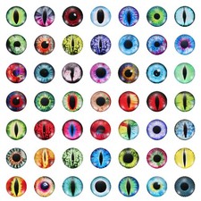 100Pcs 8mm Glass Dragon Eyes Flatback Doll Eyes, Green Red Blue Mixed