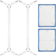 2 Pack Bed Sheet Fasteners Straps Adjustable Bed Sheet Holder Bands with Sheet C