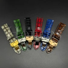 18 20 22 MM Leather Alligator Vintage Watch Strap Band Clasp Fits for Longines