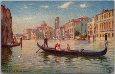 Vintage 1910s TUCK S Oilette VENICE Italy Postcard  ON THE GRAND CANAL  Gondola