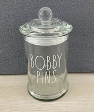 Rae Dunn "Bobby Pins" Glass Jar Container With Lid Storage Organizer 6"