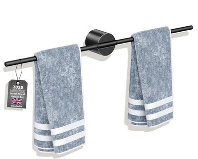 MIHOHO Hand Towel Rail Rack Single Metal Wall Mounted Holder Bathroom Shower Kitchen UK