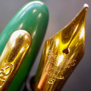 Vintage SHEAFFER SNORKEL TOUCHDOWN TM Fountain Pen•Green•14k Gold 5 M Nib