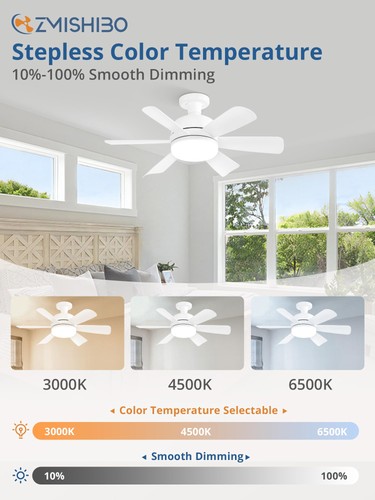 2 Pack 17.9 Inch Socket Fan Light with Remote, Dimmable 3 Colors 6 Speed 1100... - Picture 3 of 7
