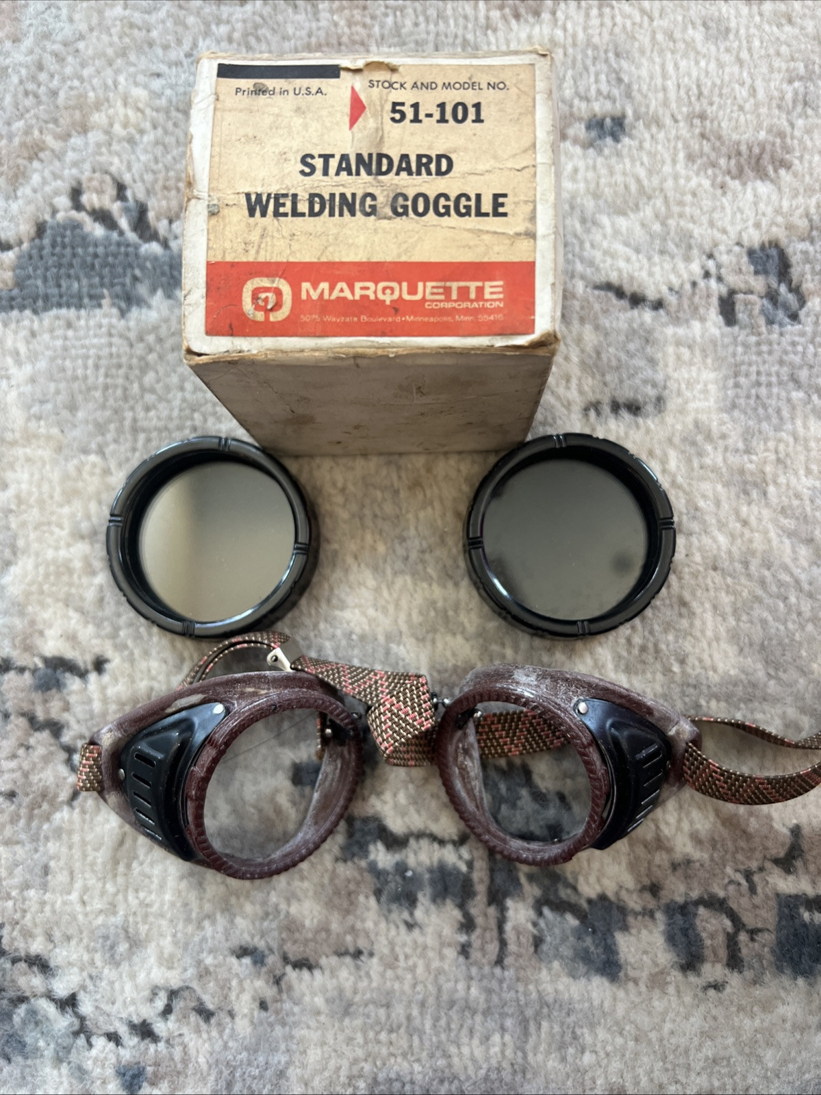 【o】 Marquette Steampunk Standard Welding Goggles Authentic Vintage