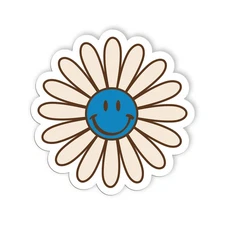 Retro Smile Flower Sticker Meme Groovy Hippie Stickers (5 inches)