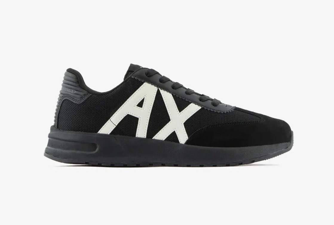 Scarpe sneakers ARMANI EXCHANGE uomo XUX071 XV527 M217 nero logo bianco |  eBay