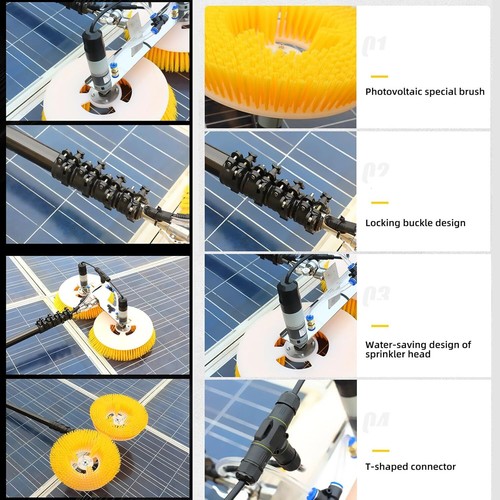 10m Reinigung Photovoltaik Solar PV Waschbürste rotierend Doppelt Bürstenkopf - Bild 10 von 23