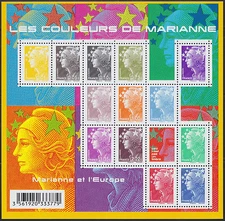 2009 France Block N°F4409** BF The Colors of Marianne 2009, France Sheet MNH