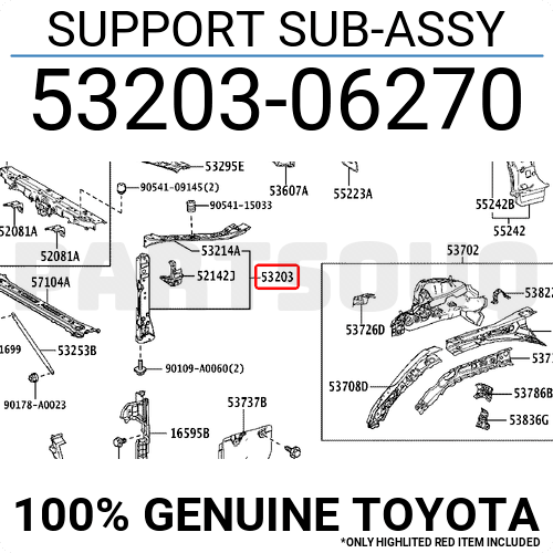 专用 5320333902 Genuine Toyota SUPPORT SUB-ASSY 53203-33902 | eBay