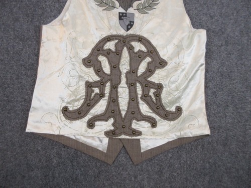 Roar Vest Mens Adult Medium Brown Sleeveless Embroidered Casual Biker - Picture 12 of 12