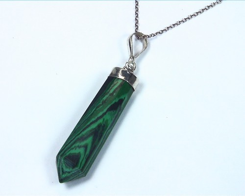 Colgante de cristal de plata de ley de malaquita PSS, 1043 - Imagen 7 de 7