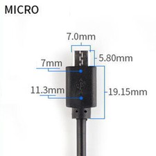 5pcs 30cm Micro USB Male Plug Cable 2 wires Power Pigtail Cable Cord DIY