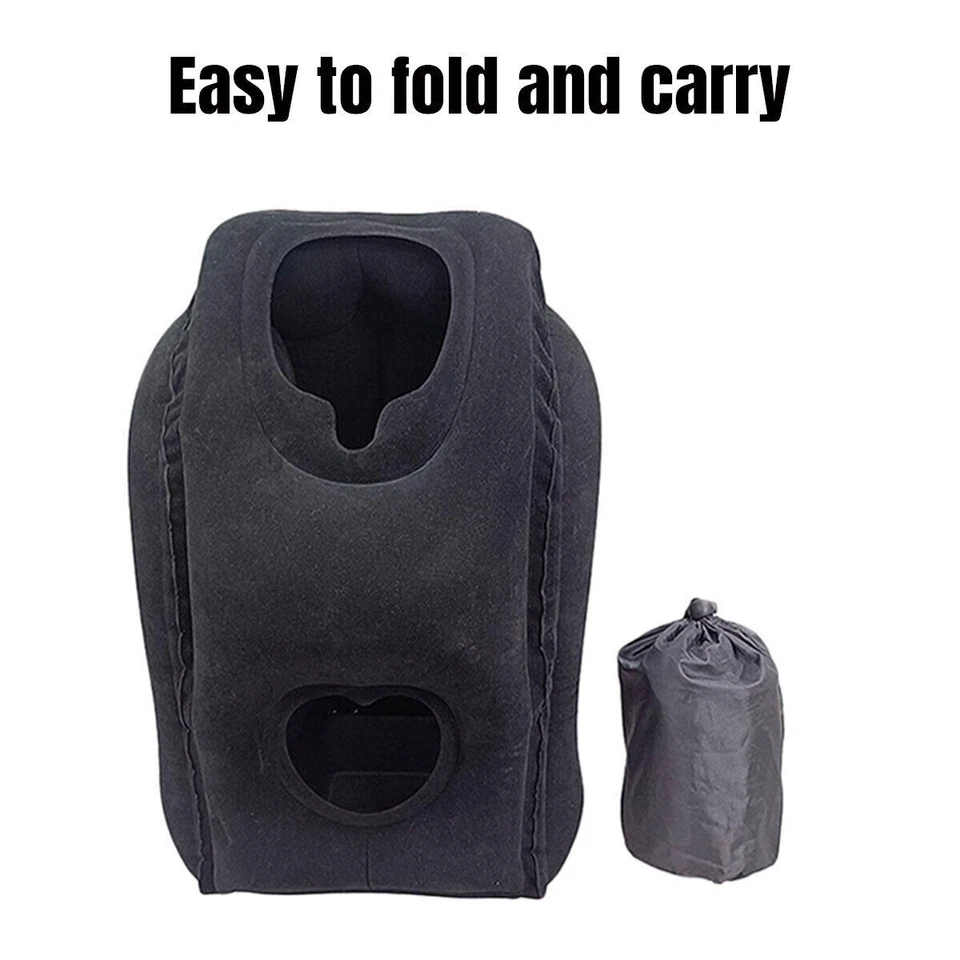 Inflatable Air Cushion Travel Pillow for Airplane Office Nap Rest Neck Head Chin - image 2 of 4