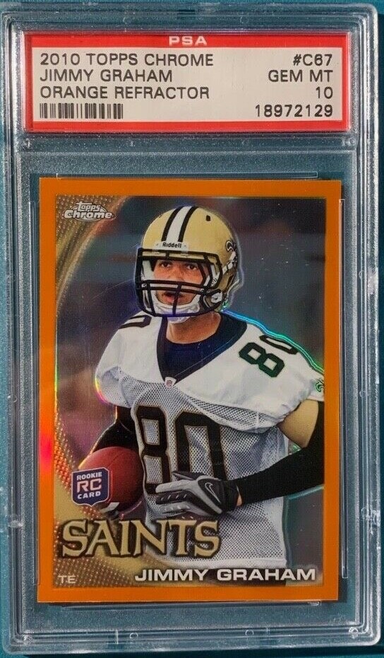 2010 Topps Chrome Football #C67 Jimmy Graham RC Orange Refractor PSA 10 Pop 10