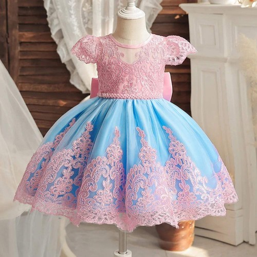 Elegant Girls Princess Dress for Kids Vintage Embroidery Backless Children Festi - Picture 3 of 18