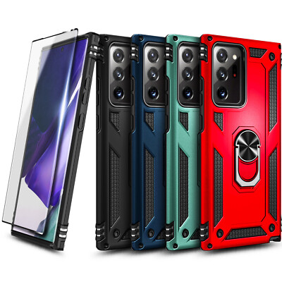 For Samsung Galaxy S21+/S21 Ultra 5G Ring Stand Phone Case + Screen Protector