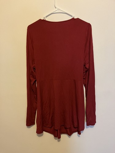 Maternity Top XXL Burgundy Twist Knot v-neck long sleeves - Picture 2 of 7