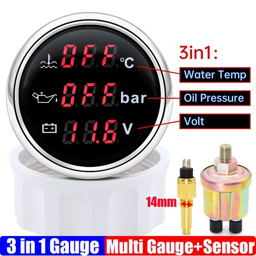 Digital 52mm Gauge with Alarm 0~120℃ WaterTemperature Gauge+Oil Pressure+Voltage - Picture 28 of 36