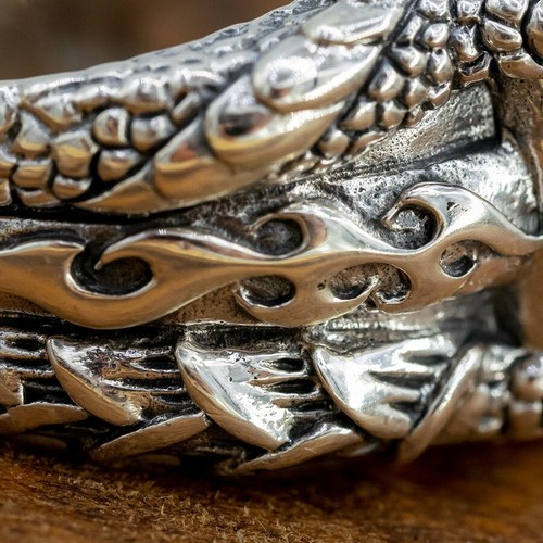 16g Drache Feuerkralle Weiß Schlange Biker Totenkopf 925 Sterling Silber Herren Ring 13 - Bild 7 von 12