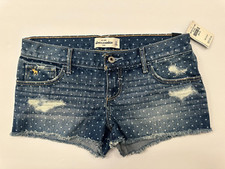 Abercrombie Kids Girls Size 16 Classic Cut Off Blue Jean Dots Short MSRP 39.50