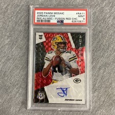 2020 Panini Mosaic JORDAN LOVE #RA11 Rookie Auto Fusion Red Choice PSA 9