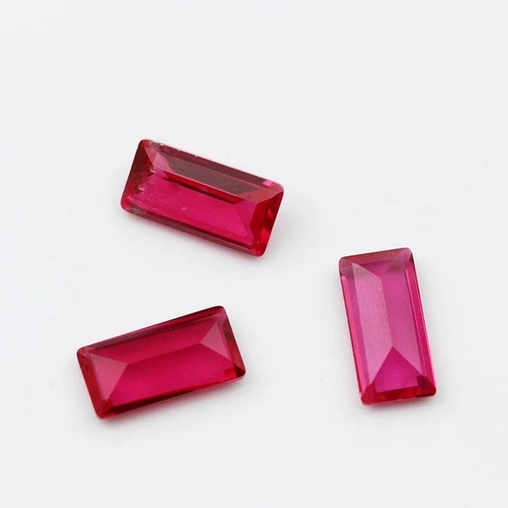 Ruby AAA Rated Lab Created Faceted Baguette Jewelry Ruby Gemstone 3x6 to 16x22mm - Image 3 of 4
