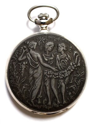 Vintage Molnija Russian 3 Graces Wind Up  Pocket Watch Runs Great 3602;18Jewels