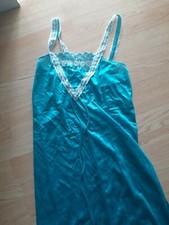 Vintage Undercover Wear Night Gown Negligee Teal Green White Lace Size 14 16