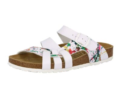 Pantolette weiß LICO Bioline Klecks Schnallen Damen