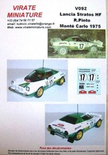 V092 LANCIA STRATOS HF RALLYE MONTE CARLO 1975 RAFFAELE PINTO DECALS VIRATE 1/43