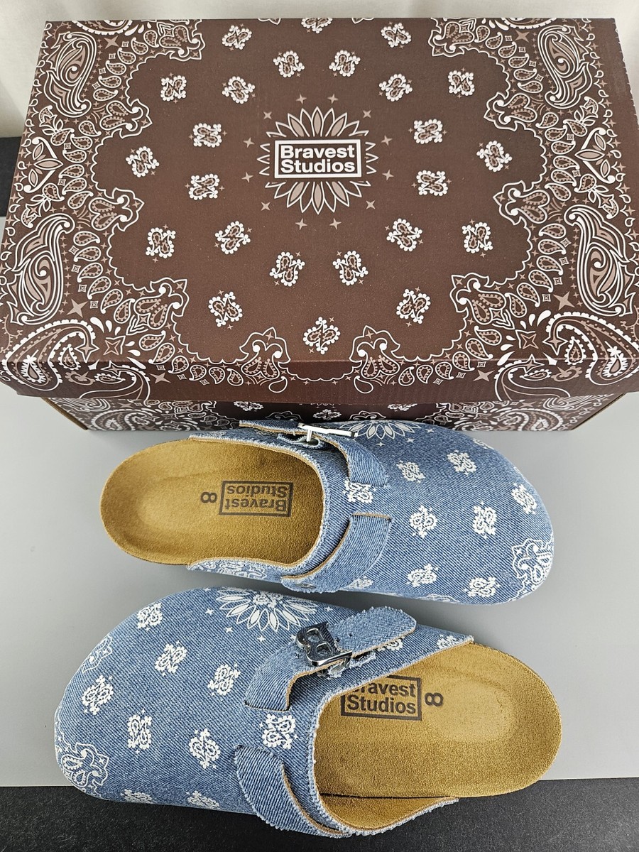 NEW Bravest Studios Denim Paisley Mule Clog Men's Size 8