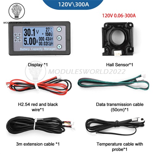 DC8-120V Digital Voltmeter Ammeter Battery Capacity Indicator Hall Coulomb Meter - Picture 32 of 33