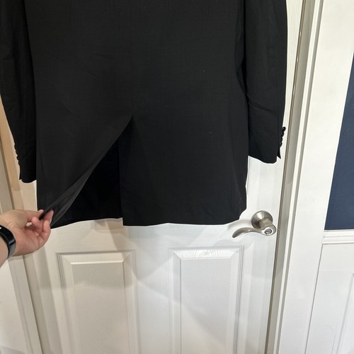 Nordstrom Tuxedo Jacket Satin Notch Lapels Buttons Super 110 Wool 46L Altered - Picture 7 of 12