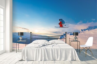 3D Schneeberg Skifahren Sonnenlicht Tapete Wandgemälde Fototapete Wandaufkleber