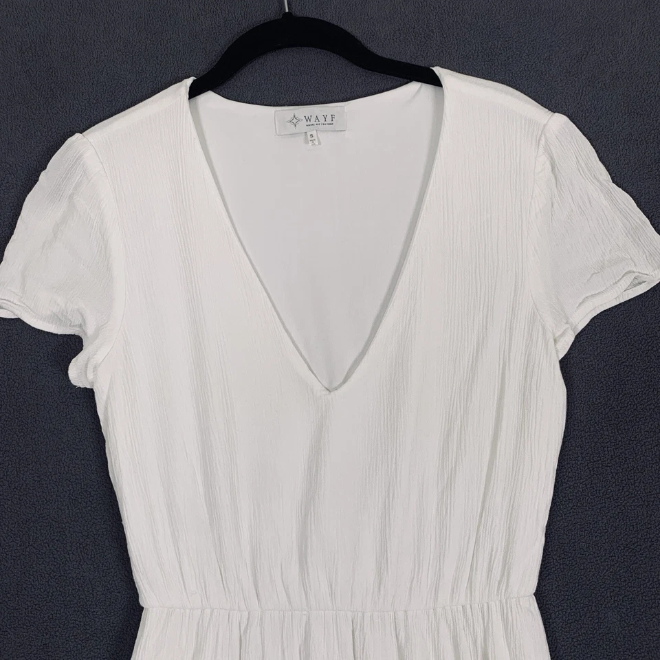 Vestido Wayf S Off Wht Rayón Fluido Crepé Gasa Bohochic Pradera Costera Cottagecor Foto 2 de 4