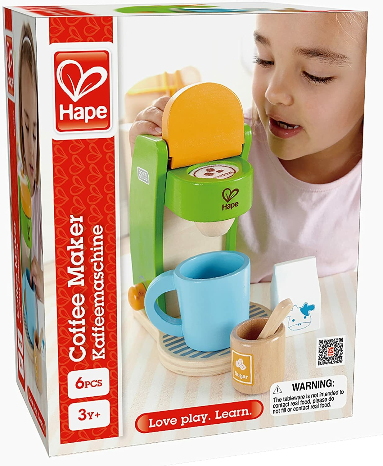 NEW Hape Coffee Maker, 6 pc wooden toy playset, kitchen/cook