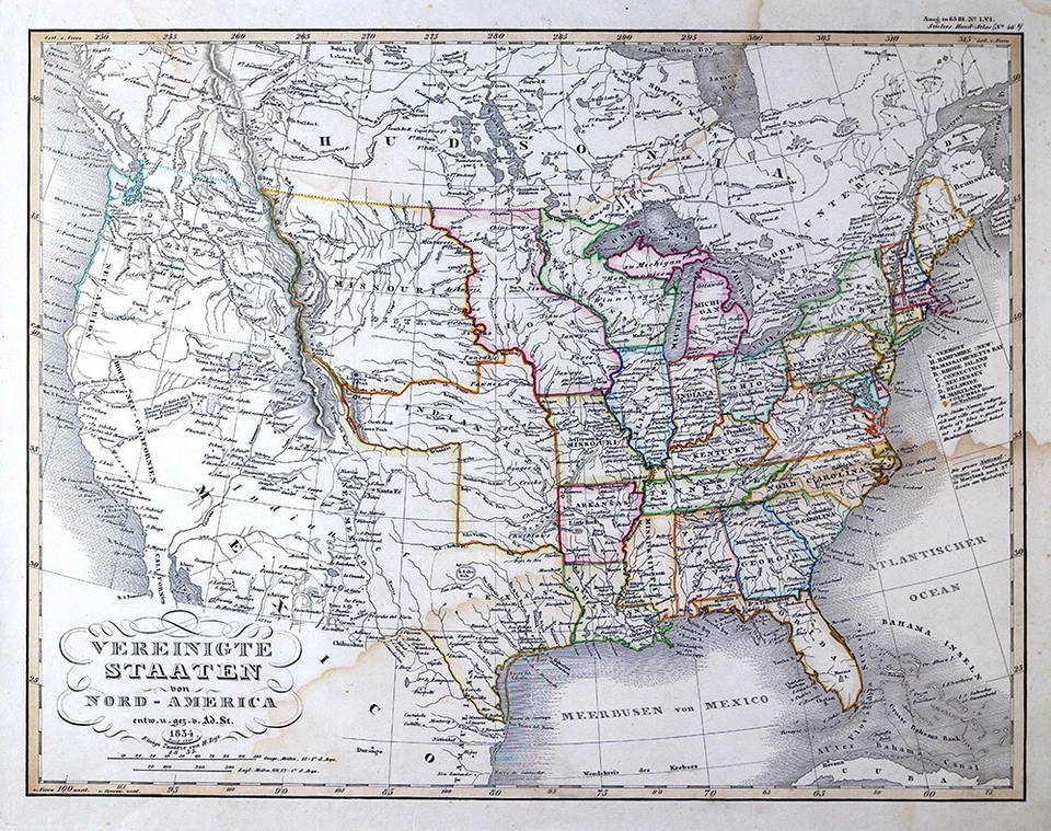 1847 Stieler Map United States Texas Missouri Oregon Territory Mexico Canada - Image 2 of 4