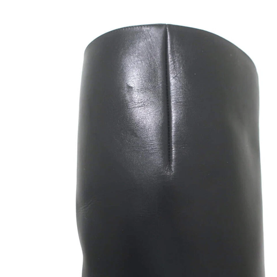 Christian Louboutin Napoleo 70 Knee High Chain Boots Black Leather Size 35 - Image 3 of 4