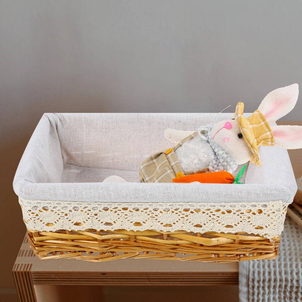 Wicker Storage Basket with Removable Washable Liner Willow Woven Containers - Image 4 of 4