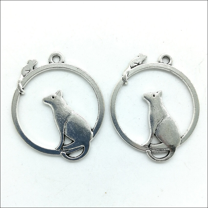 50pcs Mouse Charms For Jewelry Making - Antique Silver 24mm Pendant Charms