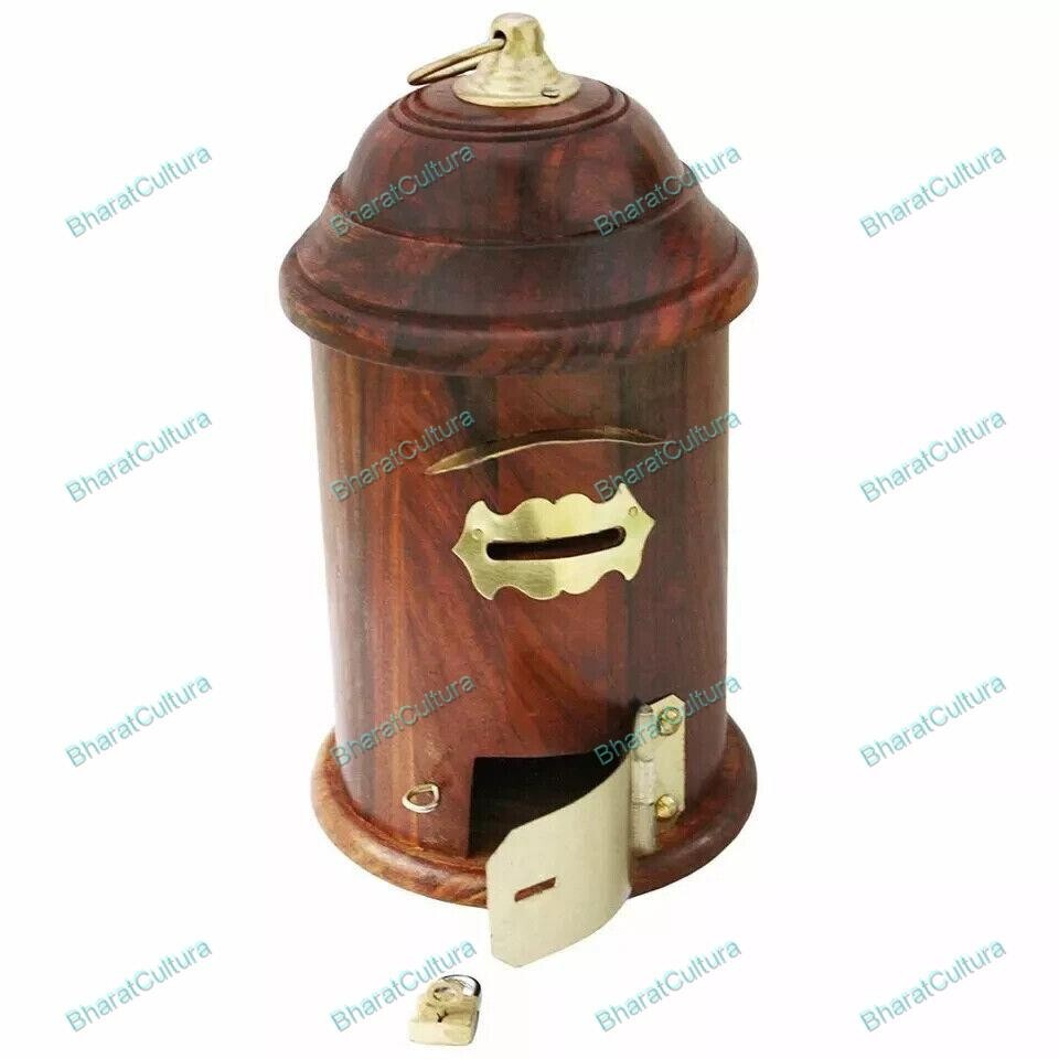 Artesanal Madera Oficina de Correos Forma Alcancía Niños Hucha Monedas Caja Deco