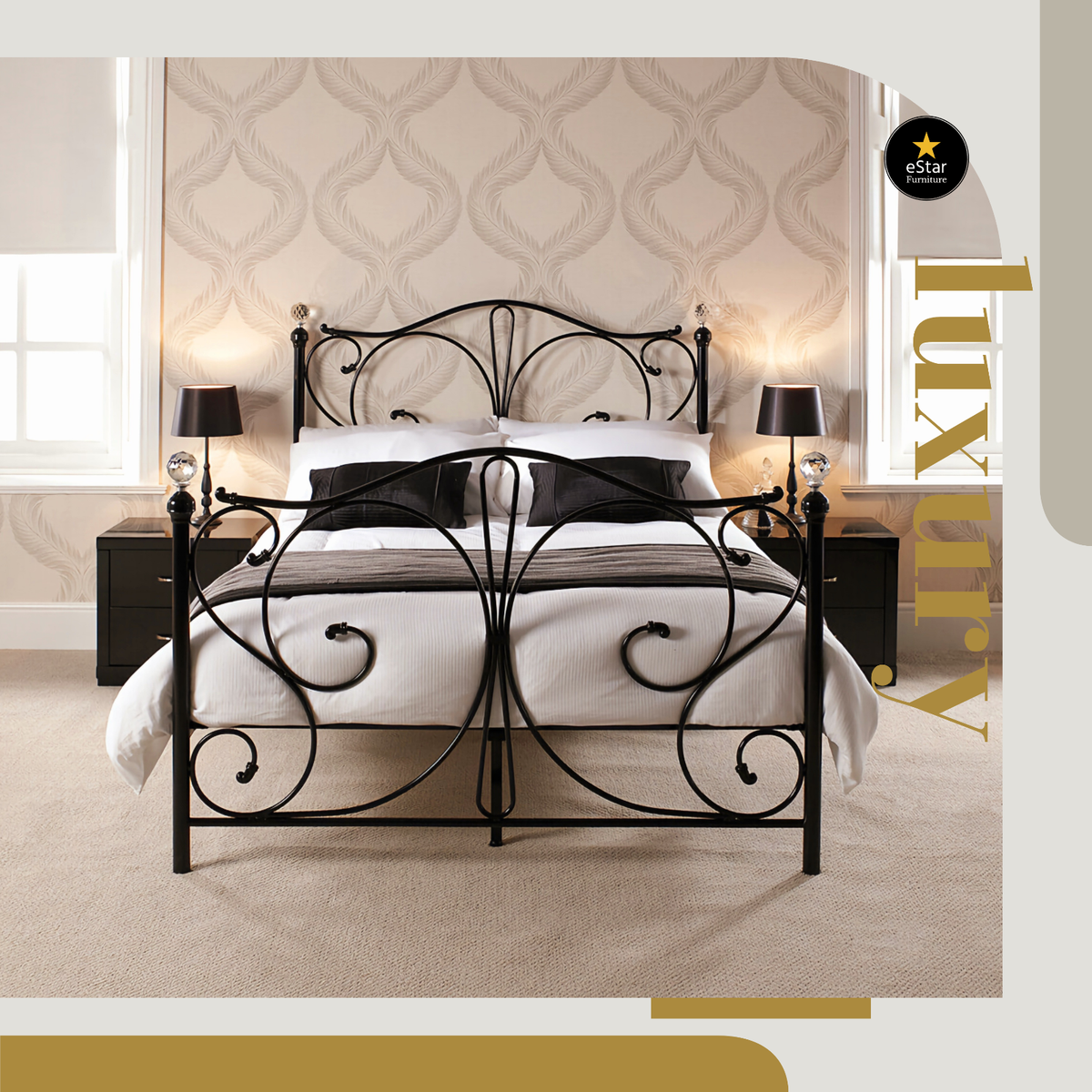 ベッドフレーム New Bed matress double size VECOCHO Full Size Metal Bed Frame with Headboard/Double