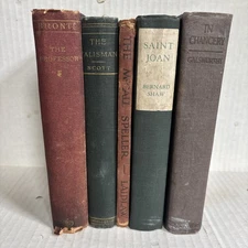 Vintage Antique Book Lot – Decorative Display Collection- Set of 5 Library Prop