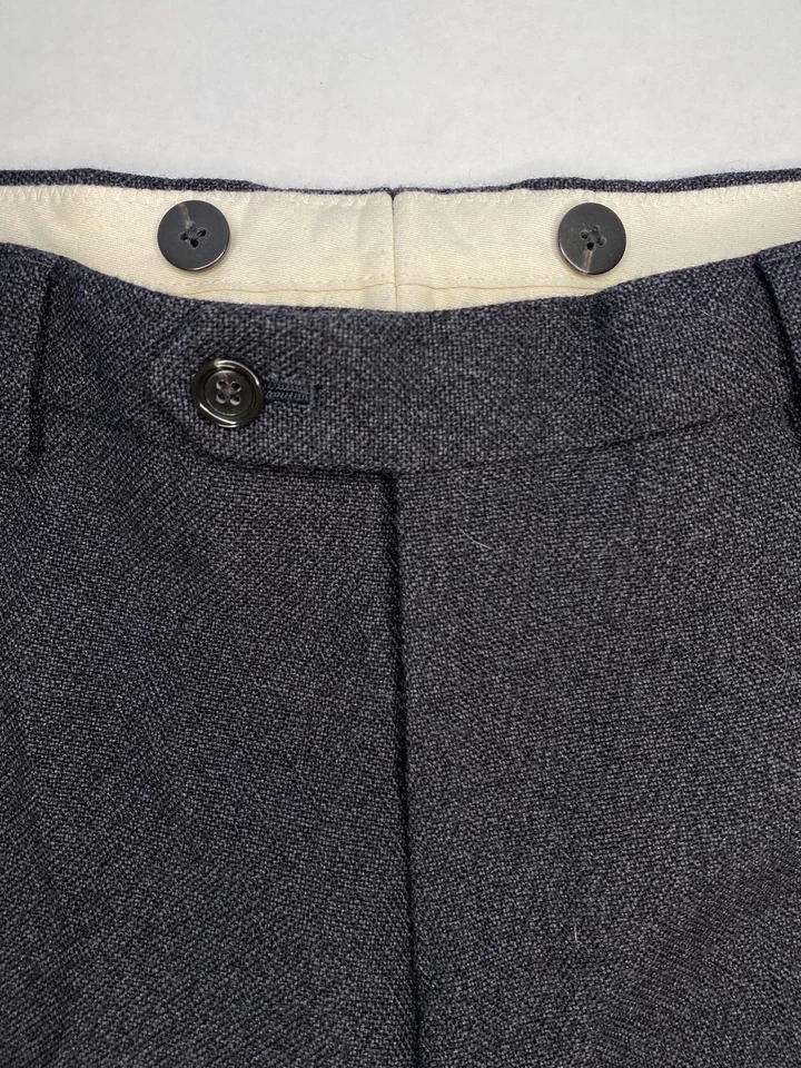 Calça social masculina J.Crew 100% lã 33x32 cinza espinha de peixe Abraham Moon Inglaterra - Imagem 3 de 4