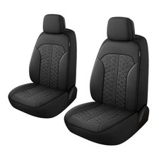 Luxury PU Leather Car Seat Covers Anti-Stain Interior Front Set Black/Gray